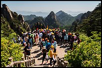 Tourists at overlook. Huangshan Mountain, China ( color)