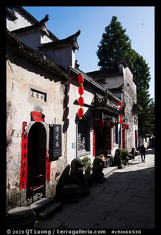 Street with shadows. Xidi Village, Anhui, China (color)