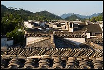 Slate tiles on roofs. Xidi Village, Anhui, China