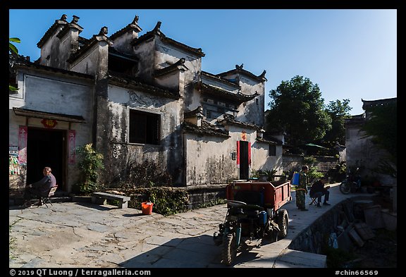 Street and traditional houses. Xidi Village, Anhui, China