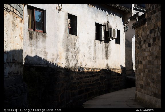 Roof shadows and wall. Xidi Village, Anhui, China