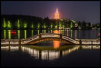 Long Bridge and Leifeng Pagoda at night, West Lake. Hangzhou, China ( color)