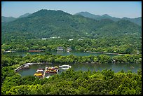 Hills, West Lake and causeway from above. Hangzhou, China ( color)