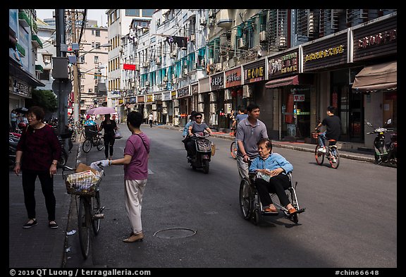 Early morning street scene. Shanghai, China (color)