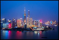 Shanghai skyline at dusk from above. Shanghai, China ( color)