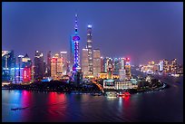 Shanghai skyline at night from above. Shanghai, China ( color)