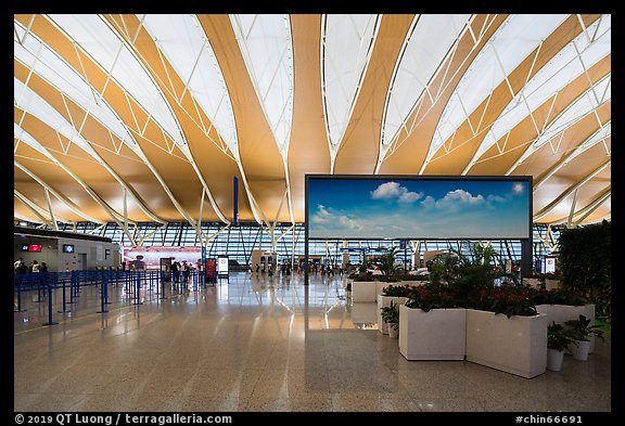 Sky panel in Pudong Airport. Shanghai, China