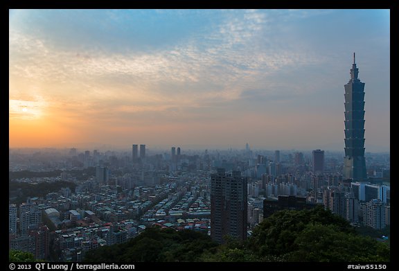 Taipei skyline from above at sunset. Taipei, Taiwan