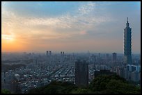 Taipei skyline from above at sunset. Taipei, Taiwan ( color)