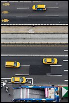 Taxis on street seen from above. Taipei, Taiwan ( color)