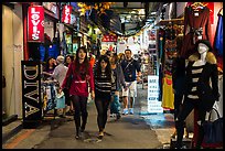 Women shopping in Shilin Night Market. Taipei, Taiwan (color)
