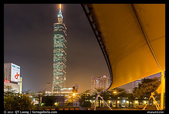 Taipei 101 at night from city hall at night. Taipei, Taiwan