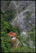 Cliffside temple, Taroko Gorge. Taroko National Park, Taiwan (color)