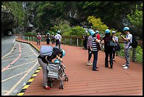 Tourists wearing park-provided helmets for safety. Taroko National Park, Taiwan (color)