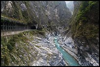 Gorge at Tunnel of Nine Turns, Taroko Gorge. Taroko National Park, Taiwan (color)