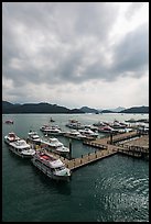 Tour boats, Shueishe Pier. Sun Moon Lake, Taiwan ( color)