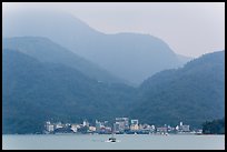 Itashao Village and mountains across lake. Sun Moon Lake, Taiwan ( color)