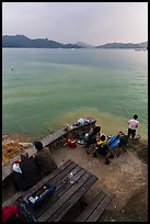 Family fishing. Sun Moon Lake, Taiwan ( color)