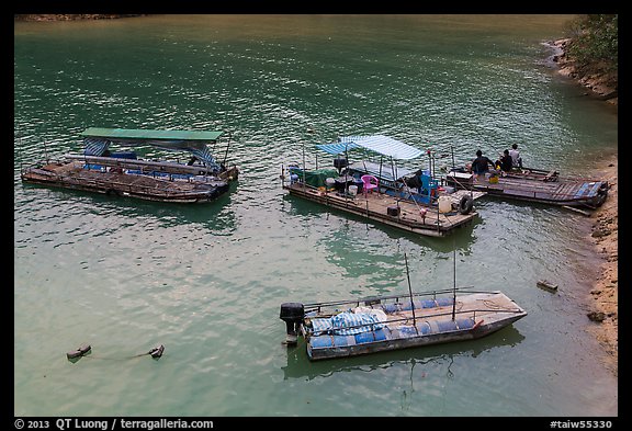 Boats and fishermen. Sun Moon Lake, Taiwan