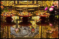 Reflections on altar table top, Wen Wu temple. Sun Moon Lake, Taiwan (color)