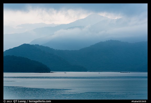 Misty mountains. Sun Moon Lake, Taiwan