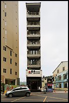Tall and thin hotel building. Sun Moon Lake, Taiwan ( color)