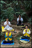 Members of religious sect in meditation. Sun Moon Lake, Taiwan (color)