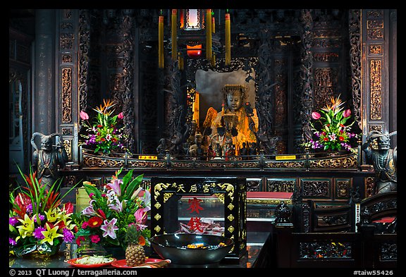 Altar with Black-Faced Matsu, Tienhou Temple. Lukang, Taiwan (color)