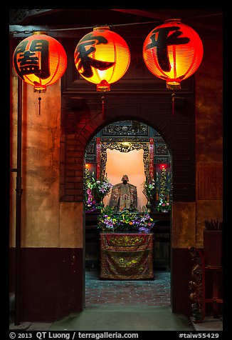 Lanterns and altar, Matsu Temple. Lukang, Taiwan (color)