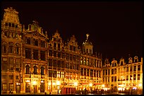 Guildhalls at night, Grand Place. Brussels, Belgium (color)
