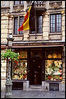 Lace store with Belgian flag, Grand Place. Brussels, Belgium (color)