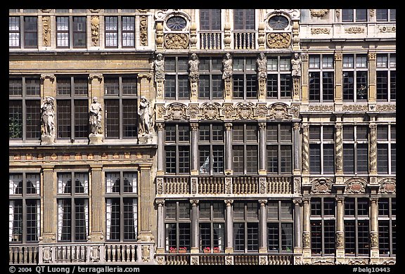 Detail of guild house facades. Brussels, Belgium