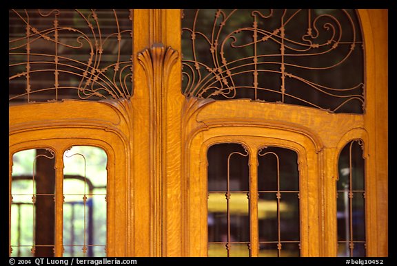 Detail of Art Nouveau door of Hotel Solvay. Brussels, Belgium