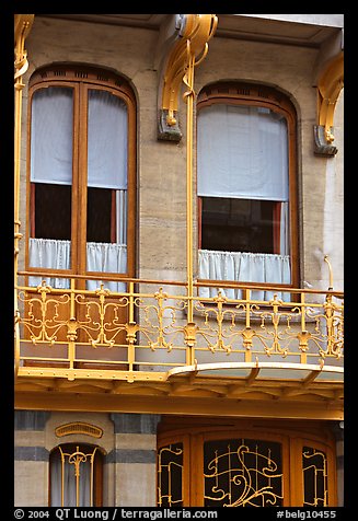Balcony of Horta Museum in Art Nouveau style. Brussels, Belgium (color)