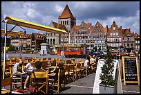 Outdoor cafe terrace, Grand Place. Tournai, Belgium ( color)