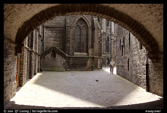 Arch ouside Notre Dame Cathedral. Tournai, Belgium (color)