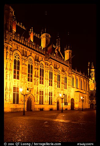 The Burg by night. Bruges, Belgium (color)