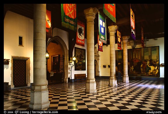 Entrance hall of the town hall. Bruges, Belgium (color)
