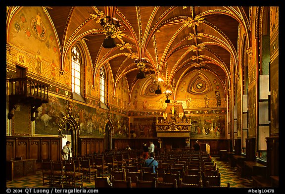 Gothic Hall of the town hall. Bruges, Belgium (color)