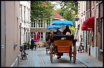 Horse carriage in a narrow street. Bruges, Belgium ( color)