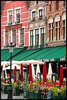 Restaurants and cafes on the Markt. Bruges, Belgium ( color)