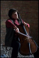Woman cellist. Bruges, Belgium ( color)