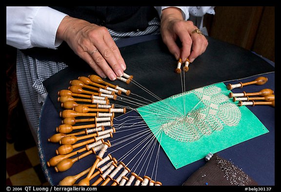 Lacemaker's hand at work. Bruges, Belgium