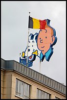 Tintin, Milou, and Belgian flag. Brussels, Belgium ( color)