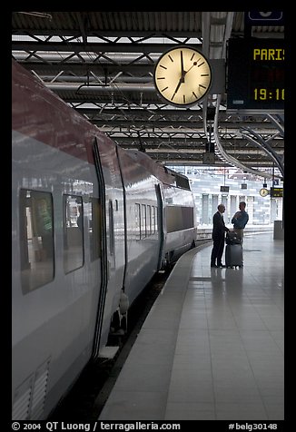 High speed train in the station. Brussels, Belgium (color)