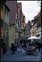Lively street. Rothenburg ob der Tauber, Bavaria, Germany ( color)