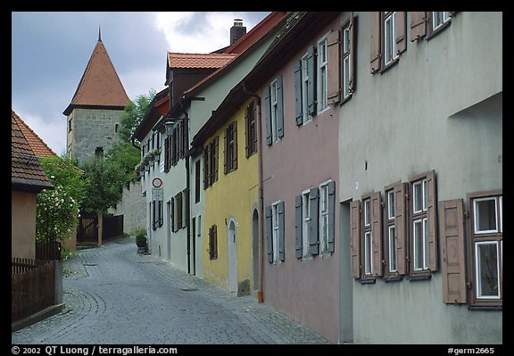 Row of houses,  Dinkelsbuhl. Bavaria, Germany (color)
