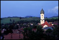 Nesselwang and St Andreas church. Bavaria, Germany (color)