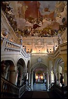 Main staircase and fresco painted by Tiepolo. Wurzburg, Bavaria, Germany (color)