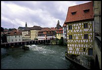 Houses and canal, Bamberg. Bavaria, Germany (color)